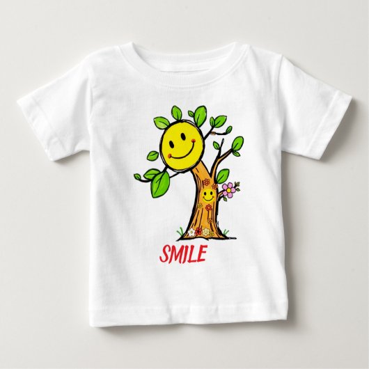 スマイルツリー前向きビベス ベビーTシャツ (正面)