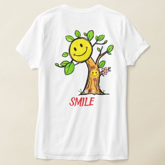 "スマイルツリー" ポジティブな気分 Tシャツ (レイダウン裏面)