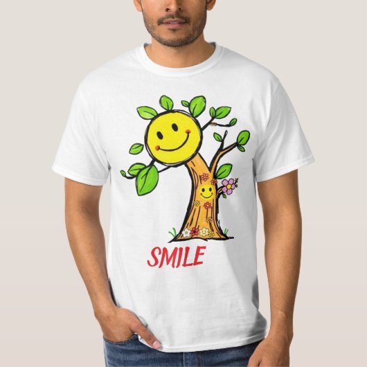 "スマイルツリー" ポジティブな気分 Tシャツ (正面)