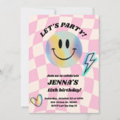 スマイルトレンディーレトロ誕生日 招待状 (正面)