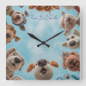 スマイルドッグズウォールクロック スクエア壁時計 (正面)
