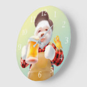 スマイルドッグ飲みビール ラージ壁時計 (傾斜)