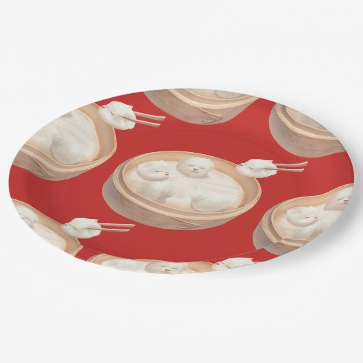 スマイルドッグ – シャオロンバオデライト ペーパープレート (アングル)