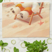 スマイルドッグ – ビーチモードオン キッチンタオル (折り畳み)