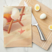 スマイルドッグ – ビーチモードオン キッチンタオル (四つ折り)