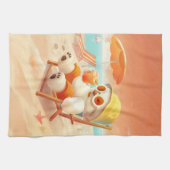 スマイルドッグ – ビーチモードオン キッチンタオル (横)