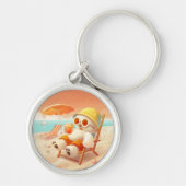 スマイルドッグ – ビーチモードオン キーホルダー (正面)