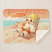 スマイルドッグ – ビーチモードオン シェルパブランケット (正面(横))