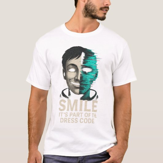 スマイルドレスコード デジタルグリッチ Tシャツ (正面)