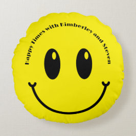 スマイルハッピーカップルのバレンタインスマイリー顔 ラウンドクッション