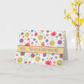 スマイルハッピーカワイイおもしろいインスピレーションハート花 カード (黄色い花)