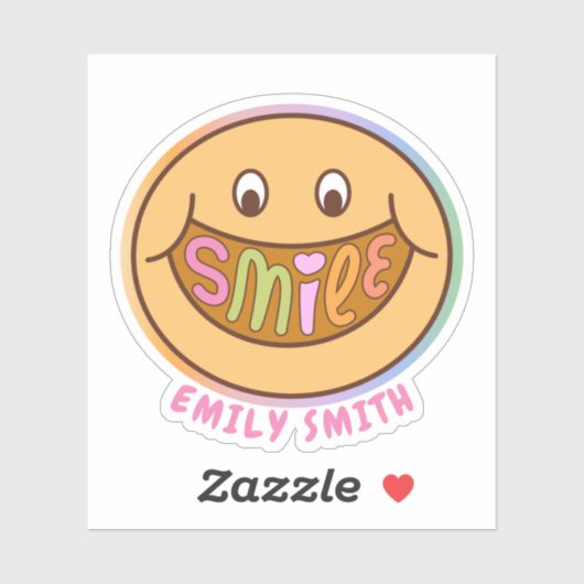 スマイルハッピー顔おもしろい名前をカスタムする文字ステッカー シール (シート)