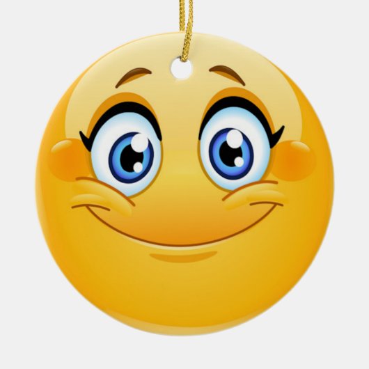 スマイルハッピー顔フレンドシップカゼネット セラミックオーナメント (正面)
