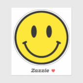 スマイルハッピー顔絵文字イエローブラックレトロビニル シール (シート)