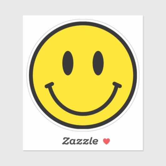 スマイルハッピー顔絵文字イエローブラックレトロビニル シール (シート)
