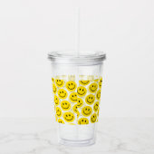 スマイルパターンハッピー顔絵文字キッズおもしろい アクリルタンブラー (右)