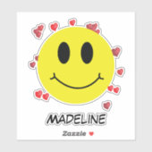 スマイルパーソナライズされた顔とハート絵文字 シール (シート)