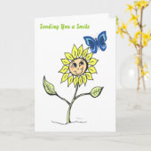 スマイルヒマワリ蝶応援アップグリーティングカード カード (黄色い花)