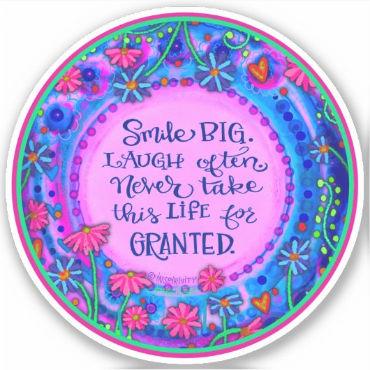 スマイルビッグ勇気付けられるピンクフローラ吸光度 シール (正面)