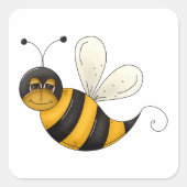 スマイルビーおもしろい(昆虫)マルハナバチキャラクター スクエアシール (正面)