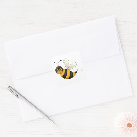 スマイルビーおもしろい(昆虫)マルハナバチキャラクター スクエアシール (封筒)