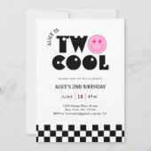 スマイルフェイスレトロ2 クールな誕生日 招待状 (正面)