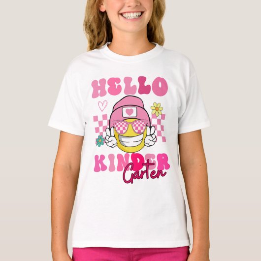 スマイルフェイス ハロー 幼稚園 入園式 Tシャツ (正面)