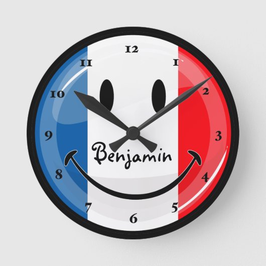 スマイルフフランスのラグ ラウンド壁時計 (正面)
