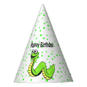 スマイルブライトグリーンイエローアニメ誕生日スネーク パーティーハット (正面)