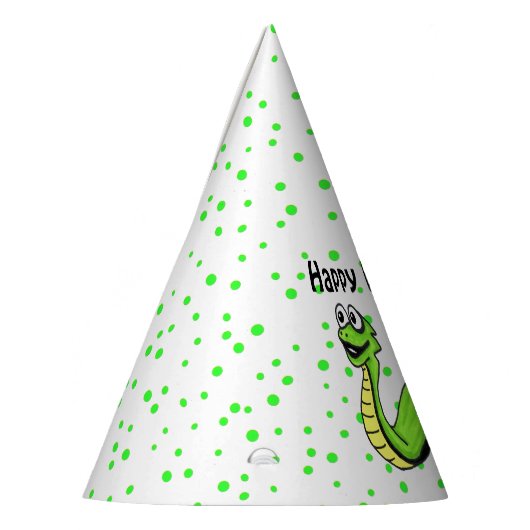 スマイルブライトグリーンイエローアニメ誕生日スネーク パーティーハット (左)