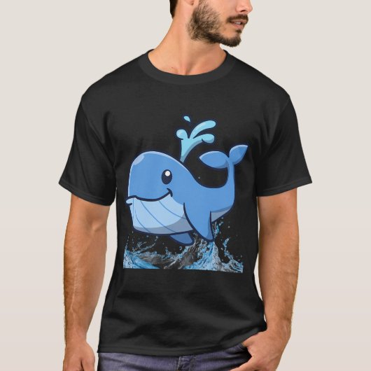 スマイルブルーホエール Tシャツ (正面)