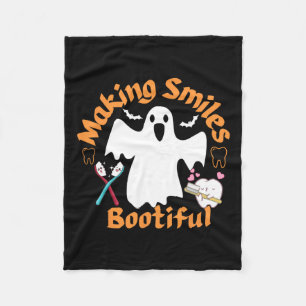 スマイルブーティおもしろい幽霊歯医者ハロウィンデント フリースブランケット