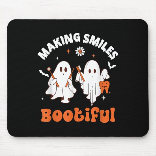 スマイルブーティおもしろい幽霊歯医者ハロウィンデント マウスパッド (正面)