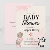 スマイルベアのベビーシャワー招待状 招待状 (正面/裏面)