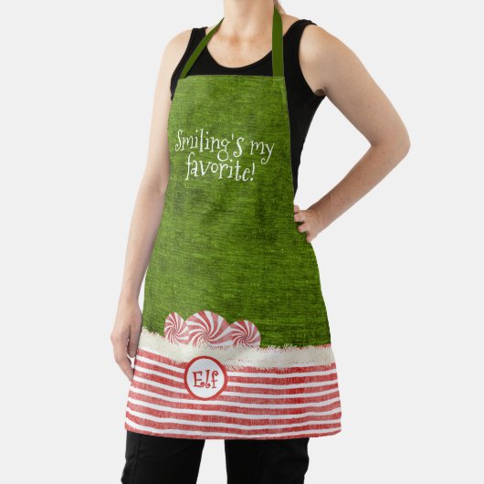 「スマイルマイ」お気に入りのクリスマスかわいい小妖精や小人引用文 エプロン (インサイチュ)