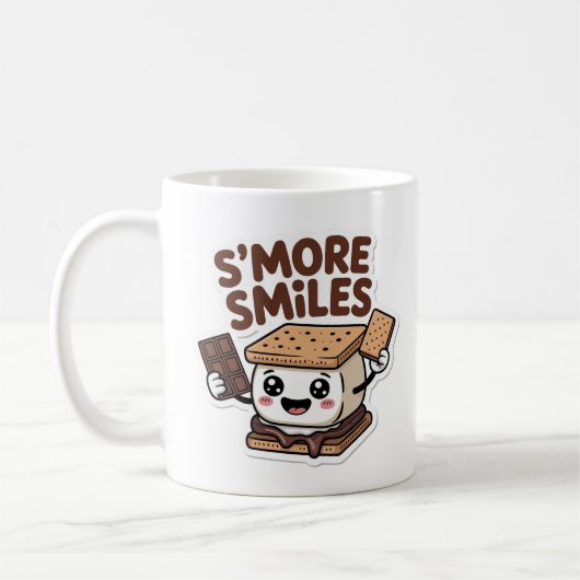 スマイルマシュマロ かわいい キャンプ コーヒーマグカップ (左)