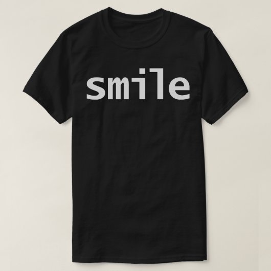 スマイルミニマルタイポグラフィホワイト文字 Tシャツ (デザイン正面)