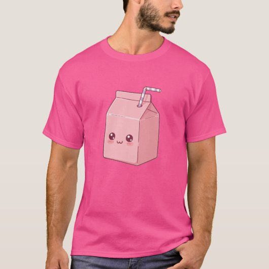 スマイルミルクカートン - かわいい乳製品キャラクターコンセプト Tシャツ (正面)