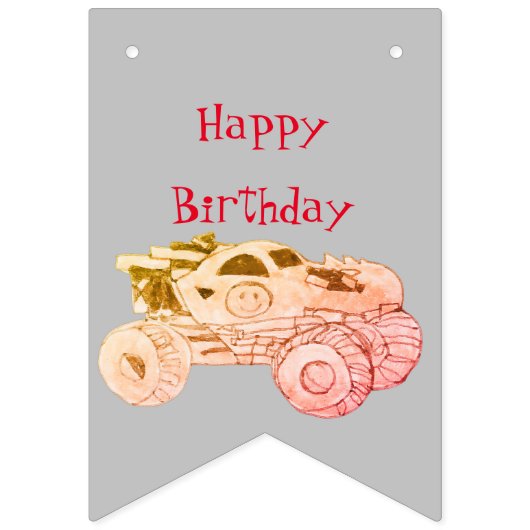 スマイルモンスタートラックラリー誕生日パーティー バンティングフラッグ (第2の旗)