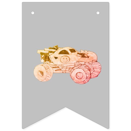 スマイルモンスタートラックラリー誕生日パーティー バンティングフラッグ (第1の旗)