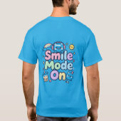 スマイルモードオン かわいい猫デザイン Tシャツ (裏面)
