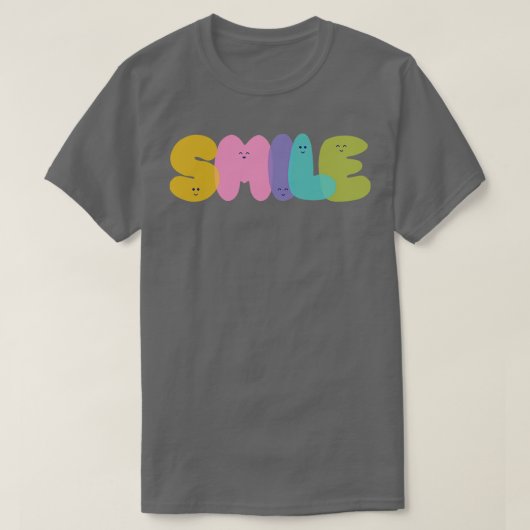スマイル型違うの変化色のシンプル Tシャツ (デザイン正面)