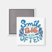 スマイル大笑い頻繁：心温まるメッセージ マグネット (正面/裏面)