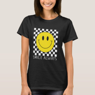 スマイル常にかわいい黄色の幸せな平和笑顔顔 Tシャツ