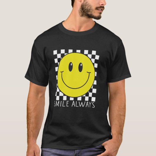 スマイル常にかわいい黄色の幸せな平和笑顔顔 Tシャツ (正面)