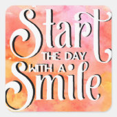 スマイル引用文で日を開始やる気を起こさせる スクエアシール (正面)