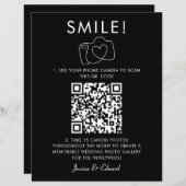 スマイル思い出に残る写真Qrコードブラックシック結婚ズ (正面/裏面)