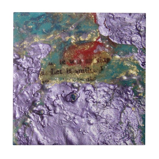 スマイル抽象芸術混合メディアコラージュ タイル (正面)