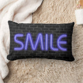 スマイル文字ネオン点灯レンガ ランバークッション (ブランケット)