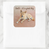 スマイル日のステッ素晴らしカーだ スクエアシール (バッグ)